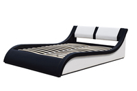 Gebogenes Bett im Italienischen Design aus Weißem Leder mit Stauraum, King Size, Weichem Paneel und Holzrahmen für das Schlafzimmer