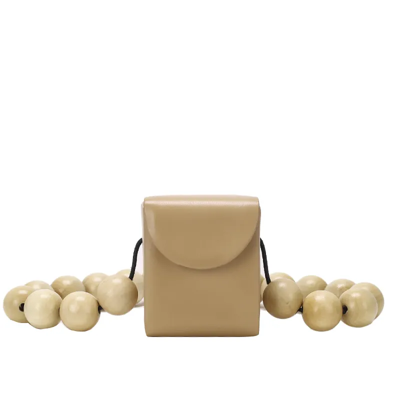 नई मिनी महिलाओं सिंथेटिक चमड़े बॉक्स बैग लकड़ी के मनके पट्टा दूत बैग