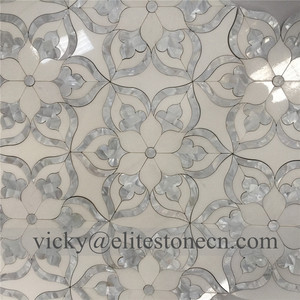 Mosaïque de fleurs <span class=keywords><strong>en</strong></span> marbre blanc de Thassos, mosaïque de fleurs <span class=keywords><strong>en</strong></span> nacre, mosaïque de pierres mélangées <span class=keywords><strong>en</strong></span> coquillages - Product Image 6