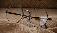 Lunettes à verres transparents bon marché, cercle rond, métal, mode rétro, monture OEM avec logo personnalisé