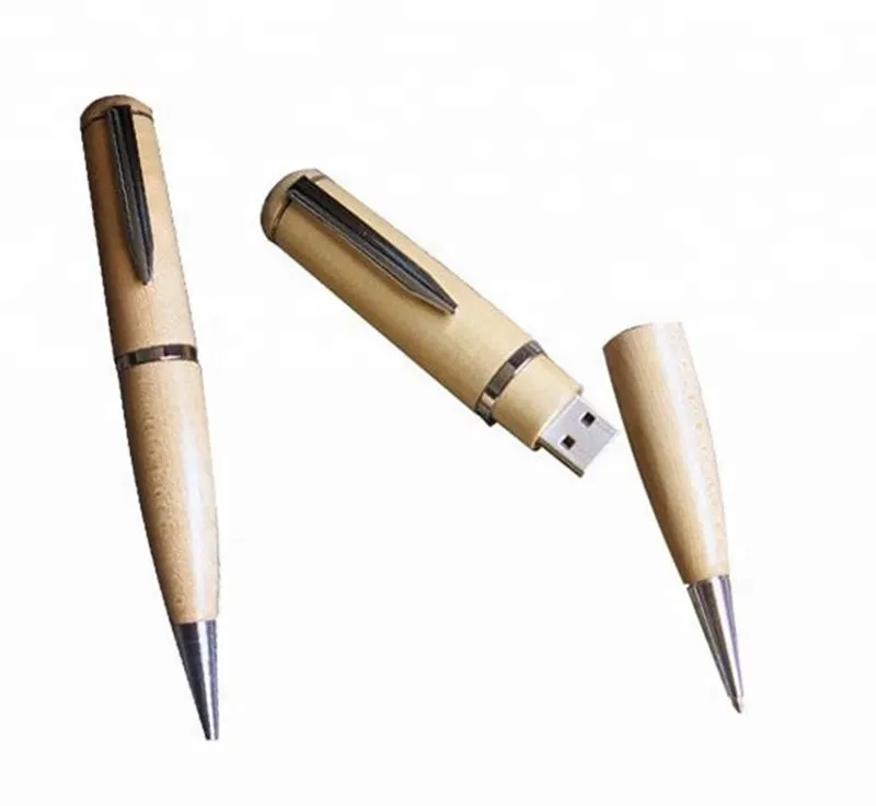 Custom Exquise Corporate Gift Houten Usb Pen Met Bamboe Stylus Top In 8Gb Flash Drive