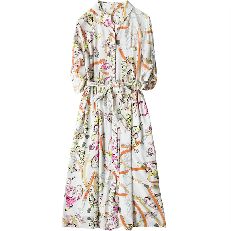 Fashion floral silk maxi dress pure silk dress 100% silk dress for Lady