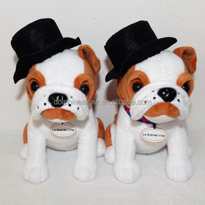 Peluche de perro Bulldog marrón, Animal de peluche de marca, LOGO personalizado, suave, para niños, Bulldog francés