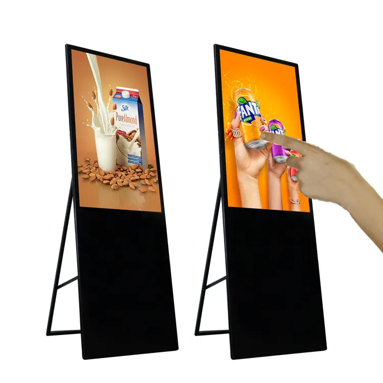 הטיה מתקפל Stand 32 "אינץ LED LCD פוסטר קיבולי מסך מגע פרסום תצוגת מגע תפריט לוח מסך מגע קיוסק