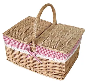 Panier de rangement en osier naturel, corbeille pour les courses, corbeille doublé de osier