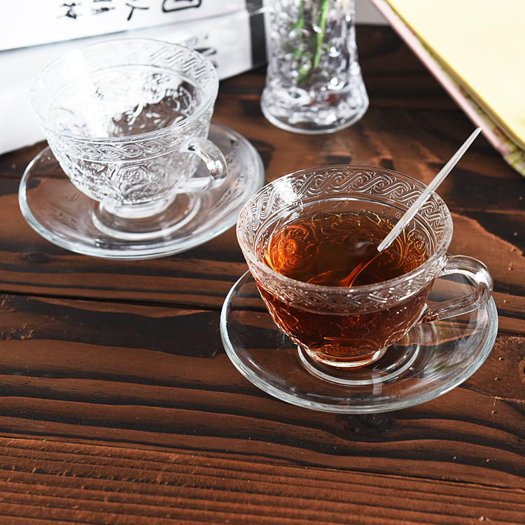 Wholesale Custom China glass tea cup and saucer set