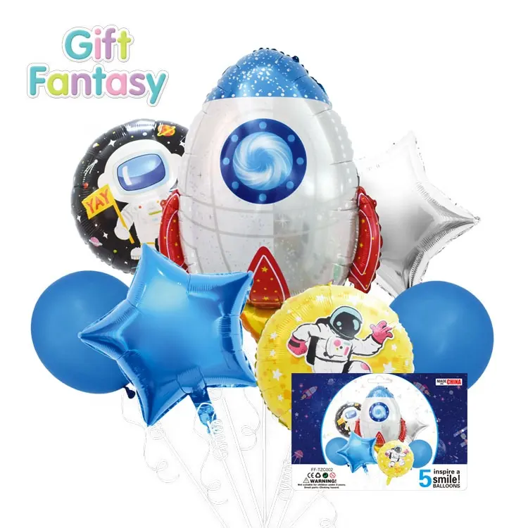 rocket Astronaut Foil Balloons Robot in Universe Helium Balloon Happy Birthday Ballon Birthday Party Decor Baby Shower