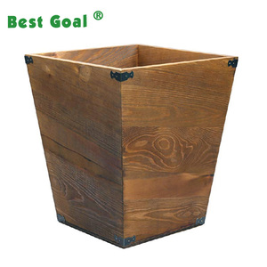 <span class=keywords><strong>Poubelle</strong></span> décorative de petite taille en bois brûlé brun foncé pour chambre à coucher - Product Image 1