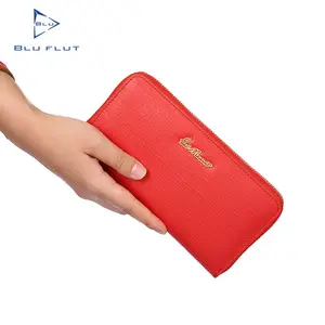 Blu Flut luxury designer custom metal brand logo multifunction women genuine leather party clutch wallet woman hand bag