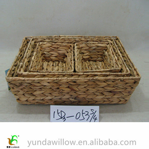 Rectangular Wicker Crfats Water Hyacinth Grass Basket Storage Box
