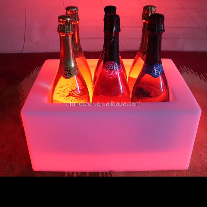 Nueva llegada recargable led de color rgb fiesta bebidas botella de hielo Cubo de luz led de plástico whisky titular