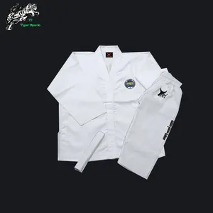 ITF student training master custom logo embroidery ribbed taekwondo uniform