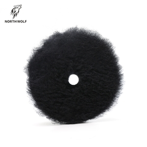 Tampon de polissage en laine noire North Wolf 6 pouces 100% laine Matériel Tampons de polissage à double action <span class=keywords><strong>pour</strong></span> polissage de voiture - Product Image 2