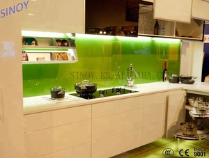 Facile <span class=keywords><strong>De</strong></span> Nettoyage Dosseret Laqué Flottant En Verre pour <span class=keywords><strong>la</strong></span> Cuisine Décoration avec Double Peint - Product Image 5