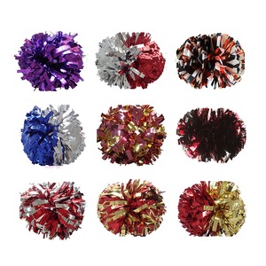 Pompones Metálicos Color Granate para Animadoras, Hechos a Mano, de 4 Pulgadas - Product Image 5