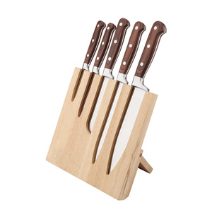 Juego de cuchillos de cubiertos de 6 piezas con mango de madera Pakka con soporte de madera de goma - Product Image 2