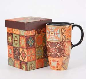 Tasse à café en céramique avec logo personnalisé promotionnel tasses en céramique avec couvercle, 17oz - Product Image 2