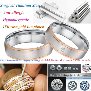Usine en gros Simple bagues de mariage pour hommes et femmes 18k plaqué or rose titane hommes anneaux en acier inoxydable - Product Image 2