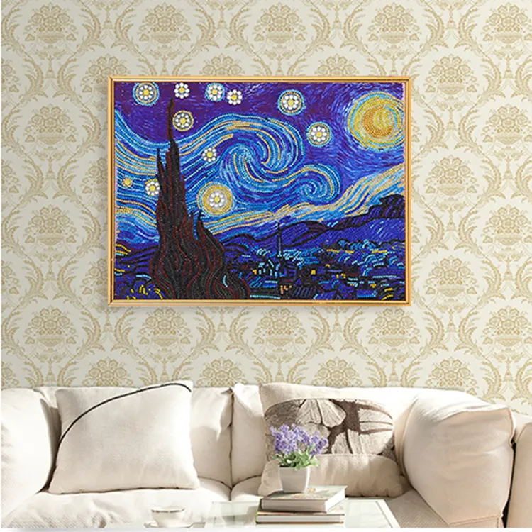 DIY Full Drill Diamond Paintings Cross Stitch Van Gogh Starry Sky Night Full Diamond Mosaic Wall Art Home Decor