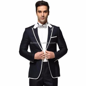 Traje de Boda (Chaqueta+Pantalón) para Hombre, Trajes Formales de Primavera y Otoño, Blazer Casual de Manga Larga, Traje de Dos Piezas en Blanco y Negro - Product Image 2
