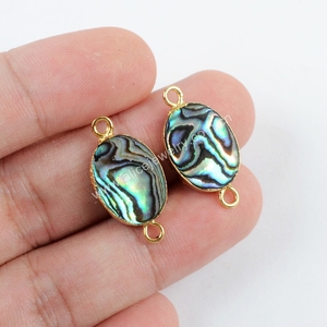 Perle ovales naturelle en coquille d'abalone plaquée or, connecteur de coque, <span class=keywords><strong>DIY</strong></span> bricolage G1544, 50 pièces - Product Image 4