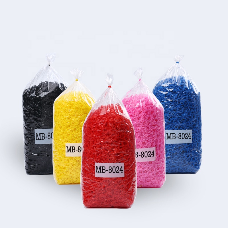 BELLEGIRL оптовая продажа силиконовые резинки для волос 1 кг в сумке 8024 Цвет ТПУ Детские эластичные резинки