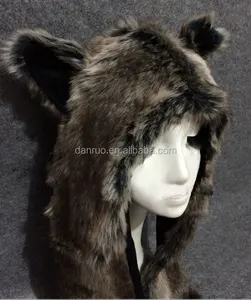 유럽과 미국 패션 모자 스카프 장갑 한 동물 모자 모조 모피 모자 봉제 만화 캡 붉은 늑대