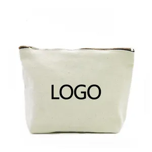 Promotional Cotton Bag Promotion Customized Travel Keychain Custom Pouch Embroidery Zipper Cotton Makeup Cosmetic Bag With Zipper