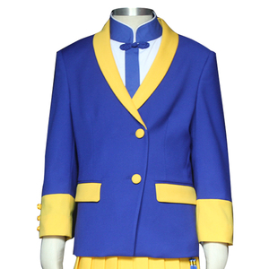 Nuovi Arrivi: Set Uniforme Scolastica per Bambine con <span class=keywords><strong>Blazer</strong></span> Blu e Gonna Plissettata Gialla con Cravatta, Ecosostenibile - Product Image 2