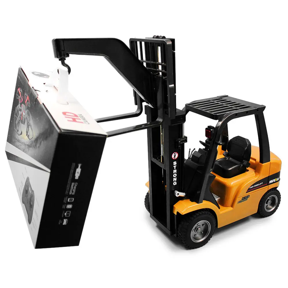 RC Remote Control Truk Anak-anak RC Forklift Truck Crane Rtr 2.4 GHz 8CH 360 Derajat Rotasi Huina 1577 RC Konstruksi mainan