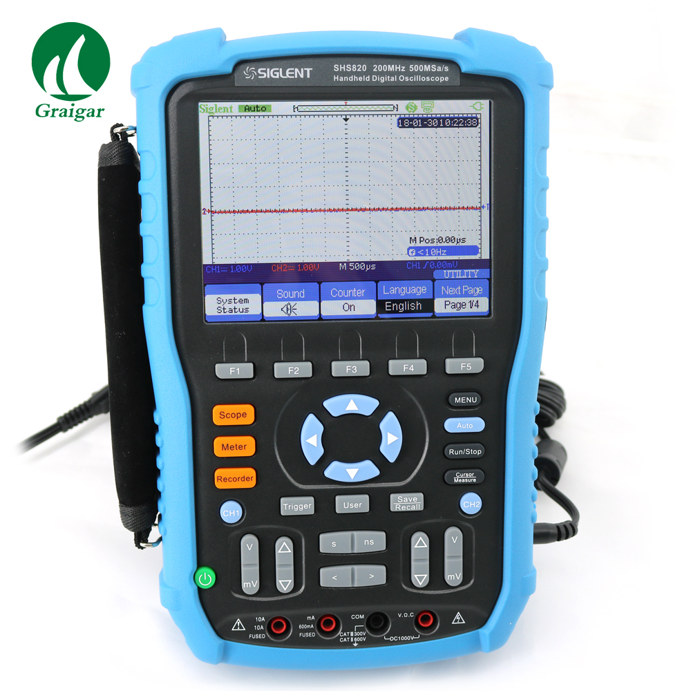 Brand New Siglent SHS820 Handheld Digital Oscilloscope 2-Channel 200MHz 500MS/s 32k SHS-820