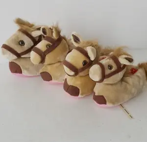 Zapatillas de interior de felpa con diseño de caballo animal personalizado