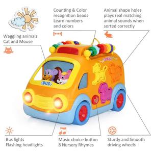 Autobus musicale Push-Pull veicolo giocattolo con attrezzatura elettronica per auto e Puzzle animale-regalo di apprendimento per lo sviluppo precoce per i bambini - Product Image 4