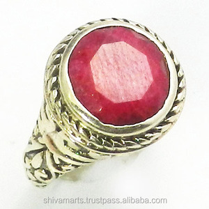 Bán Buôn Thông Minh Đồ Trang Sức 925 Sterling Silver <span class=keywords><strong>Ruby</strong></span> Đá Quý Nhẫn Ấn Độ Handmade Đồ Trang Sức Bạc Eternity Vermeil Nhẫn - Product Image 2