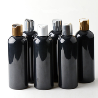 300ml Épaule Ronde Bouteille Noire Or Argent Disque Top Shampooing Émulsion Bouteille Plastique Bouteille Vide