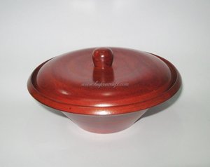 Ensaladera redonda de madera de goma - Product Image 1