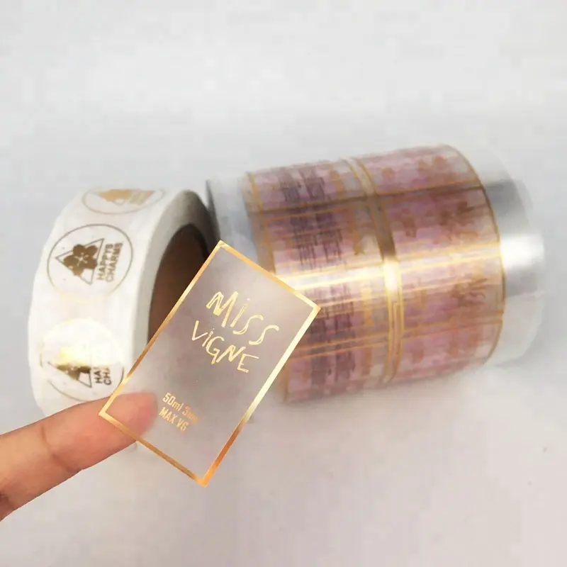 Selbst Adhesive Customized Druck Klar Gold Folie Aufkleber Transparent Logo Label
