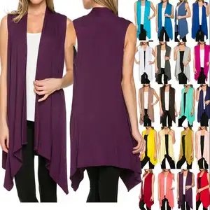 Phụ Nữ Ngoại Cỡ Mở Vest Phía Trước Dài Áo Dài Khăn Choàng Cổ Áo Cardigan