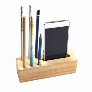 OEM Creative novità multifunzione in legno presa a matita supporto per <span class=keywords><strong>telefono</strong></span> cellulare portapenne quadrate in acrilico in bambù 3,000 pz - Product Image 1