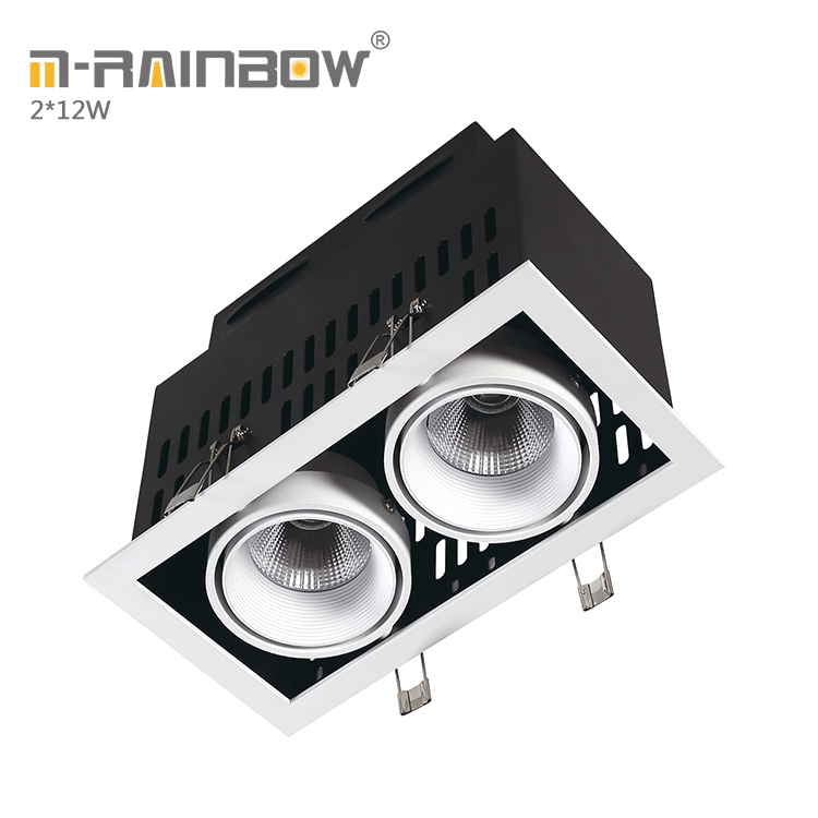 Гарантия 5 лет регулируемый 2400lm dual-head 2*12 Вт прямоугольник УДАР led решетка светильники 24 Вт led сетки свет