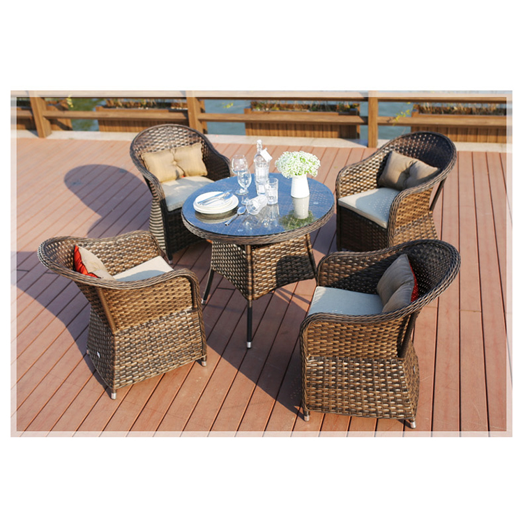Outdoor furniture bar table and 4 chairs rattan dining table and chairs