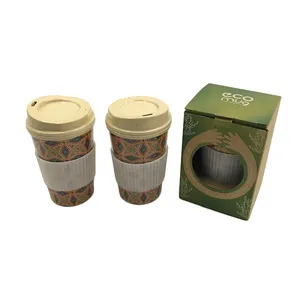 Eco-friendly 460 ml alimentos grado natural arroz bebida taza de café con tapa