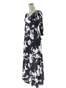 Vestido Maxi Floral Blanco y Negro para Mujer, Sexy, Veraniego, para Mujeres Maduras con Busto Grande - Product Image 4