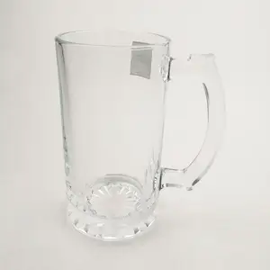 Großhandel durchsichtig klar 25 oz 26 oz dicker boden geprägtes glas bier stein becher mit griff