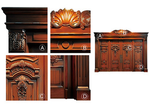 <span class=keywords><strong>Porte</strong></span> <span class=keywords><strong>d</strong></span>'<span class=keywords><strong>entrée</strong></span> en bois massif sculptée à 4 panneaux, de très grande taille, design <span class=keywords><strong>ancien</strong></span> - Product Image 3