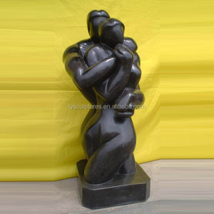 Escultura de Casal se Beijando em Granito Esculpido, Figura Abstrata em Pedra Romântica - Product Image 4
