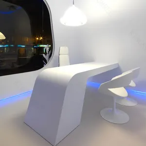 अनुकूलित कृत्रिम पत्थर रिसेप्शन डेस्क सौंदर्य सैलून आधुनिक कार्यालय रिसेप्शन डेस्क