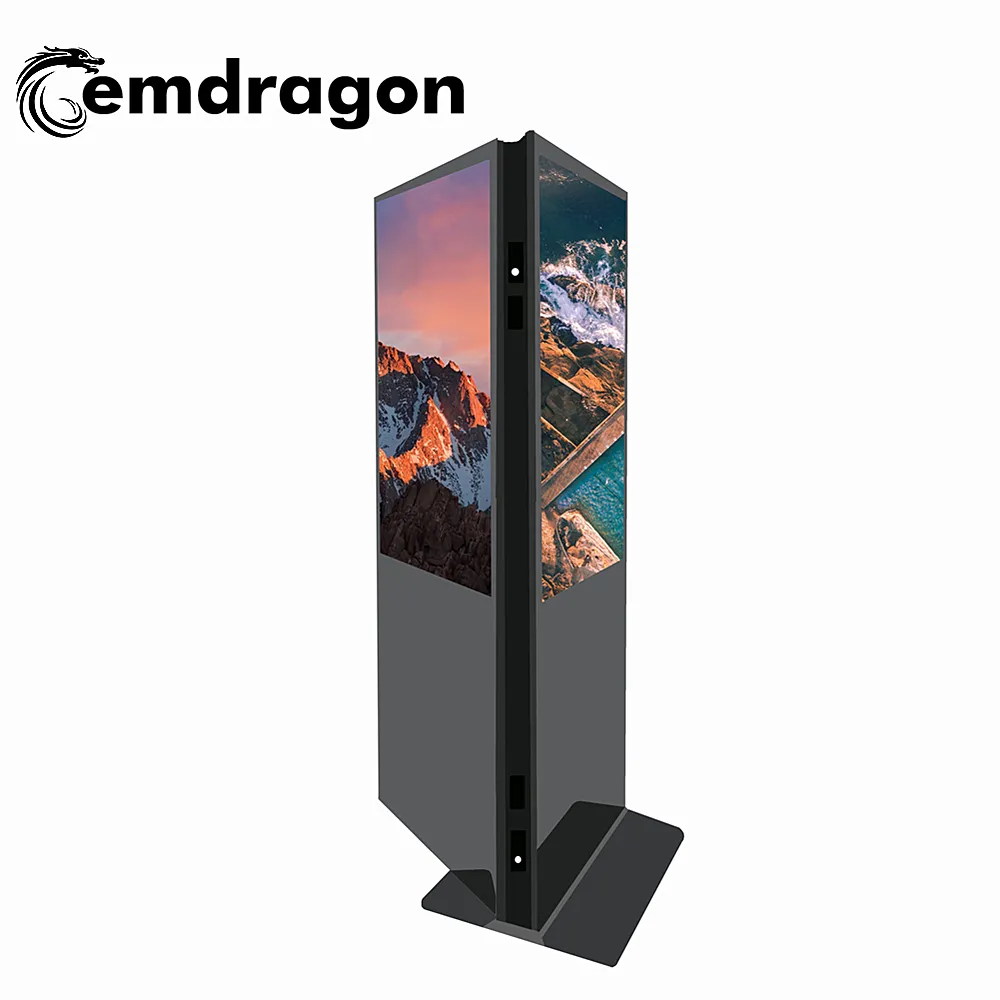 Digital Signage Display Berdiri 32 Inch Ultra Slim LCD TV Kios Dua Sisi Display Dual Layar Iklan Pemain