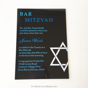Invitations en acrylique noir 5x7 pouces pour Bar Mitzvah, Bat Mitzvah, invitations pour événements spéciaux, 100 pièces par lot - Product Image 2