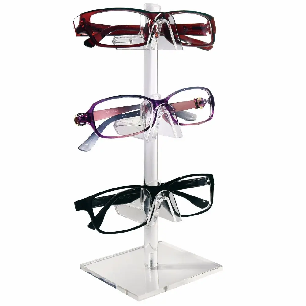 Porte-lunettes en acrylique, comptoir en 3 supports, étagère de présentation, à 3 cadres risers, 1 pièce